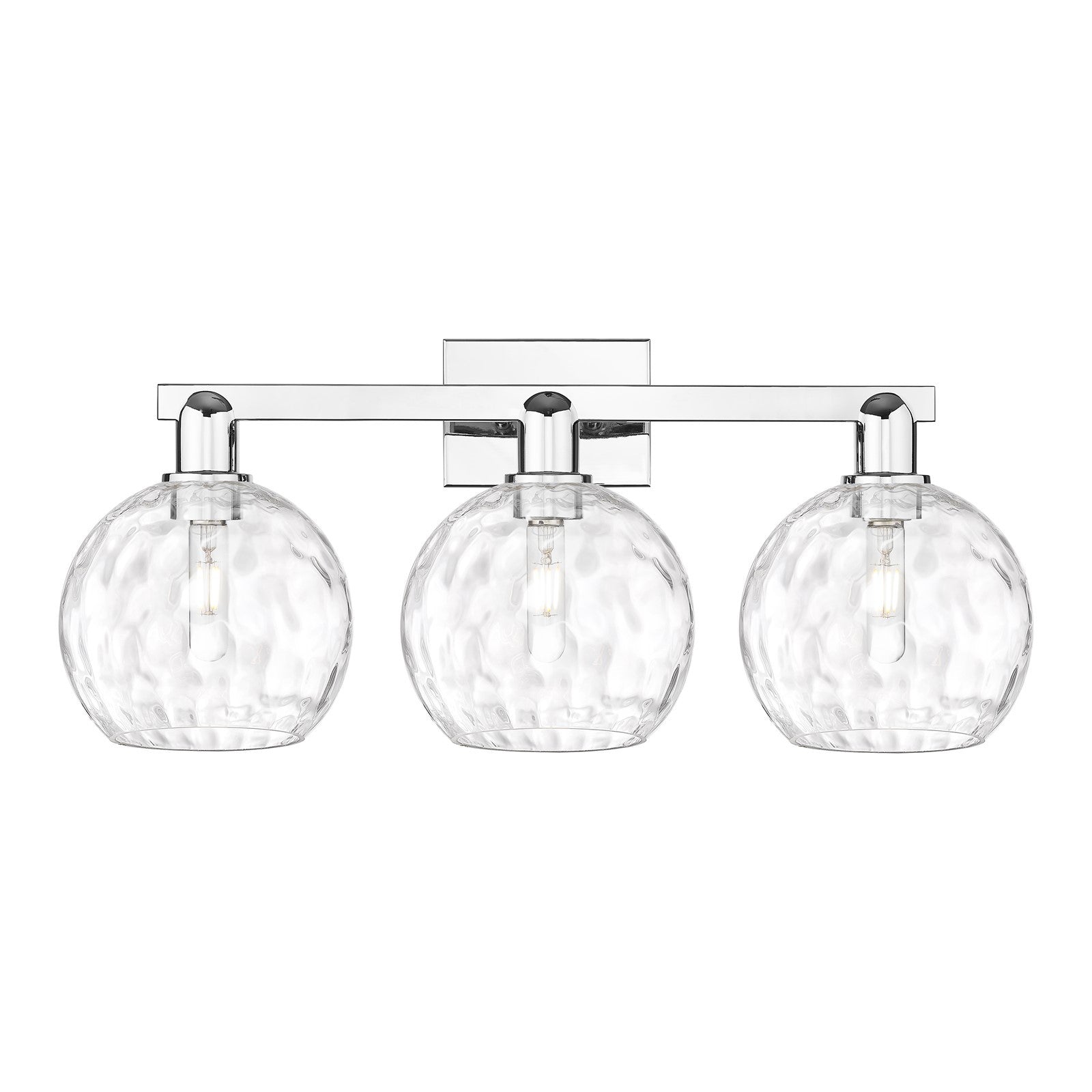 Innovations Athens Water Glass 27in 3-Light Bath Vanity Light | Industrial Polished Chrome and Clear Glass | Bathroom Vanity | Model 716-3W-PC-G1215-8