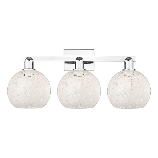 Innovations Lighting White Mouchette 27in 3-Light Bath Vanity Light | Industrial Polished Chrome and White Glass | Bathroom | Model 716-3W-PC-G1216-8WM