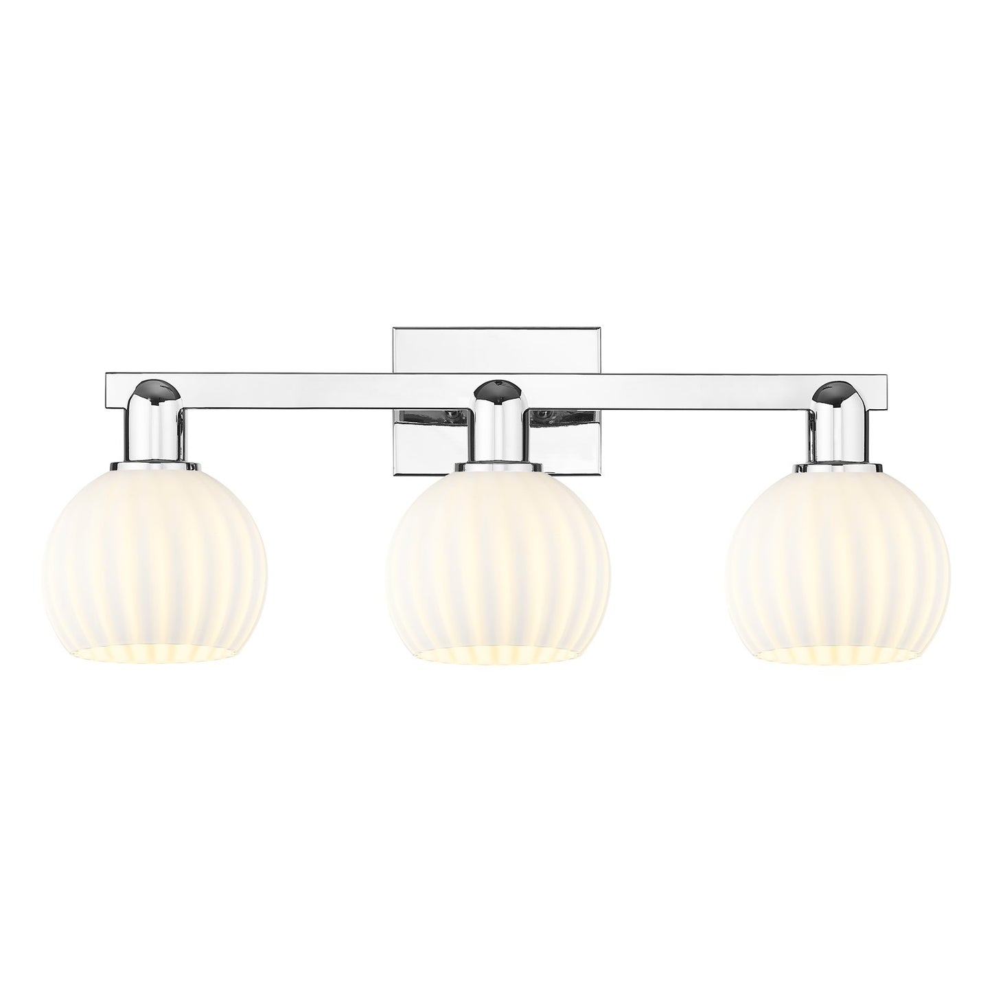 Innovations Lighting White Venetian 25in 3-Light Bath Vanity | Industrial Polished Chrome and White Venetian Glass | Bathroom | Model 716-3W-PC-G1217-6WV