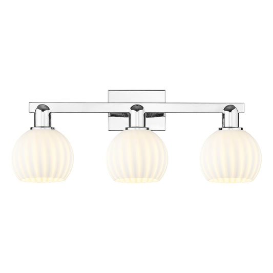 Innovations Lighting White Venetian 25in 3-Light Bath Vanity | Industrial Polished Chrome and White Venetian Glass | Bathroom | Model 716-3W-PC-G1217-6WV