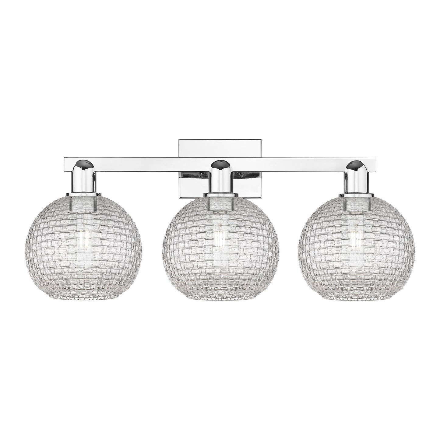 Innovations Athens 27in 3-Light Bath Vanity | Polished Chrome Steel and Clear Basket Weave Glass | Bathroom Vanity Light | Model 716-3W-PC-G122C-8CL