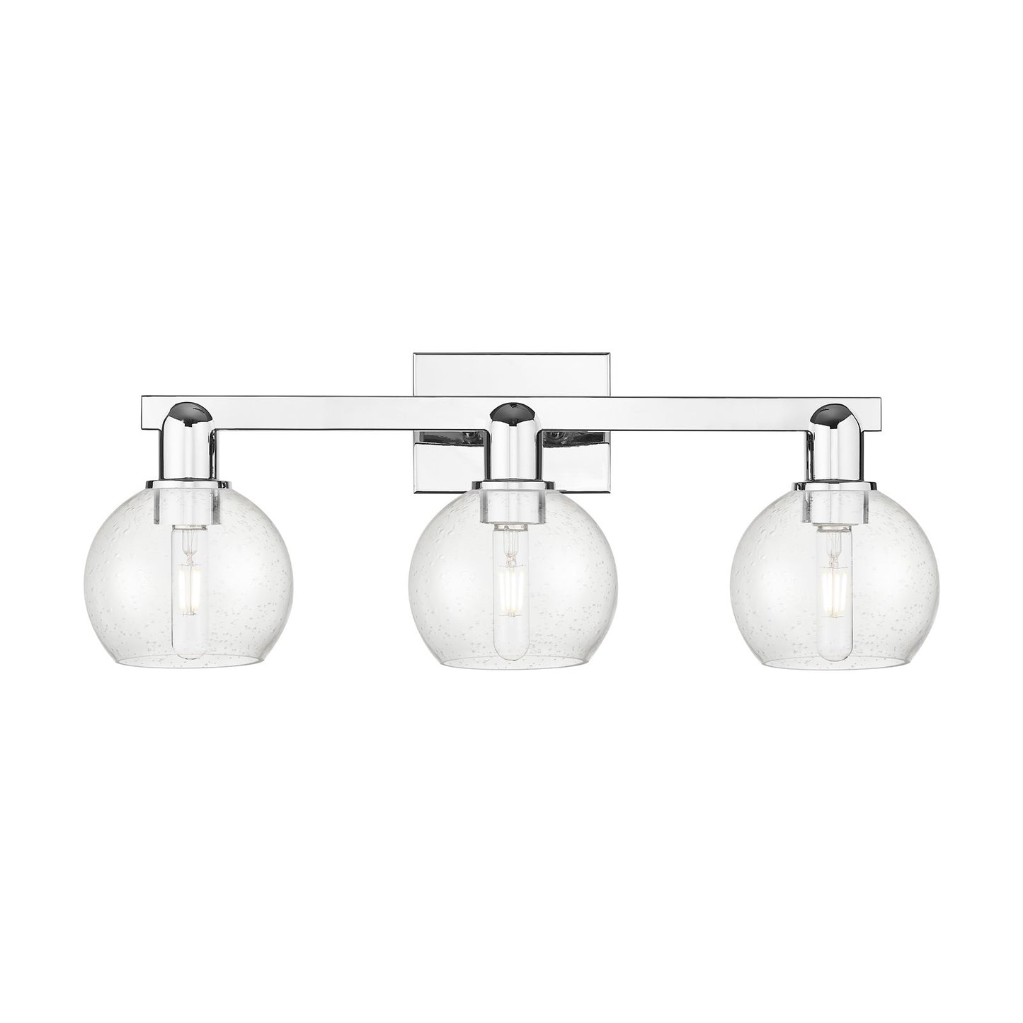 Innovations Athens 25in 3-Light Bath Vanity | Industrial Polished Chrome Steel and Seedy Glass | Bathroom Vanity & Powder Room | Model 716-3W-PC-G124-6