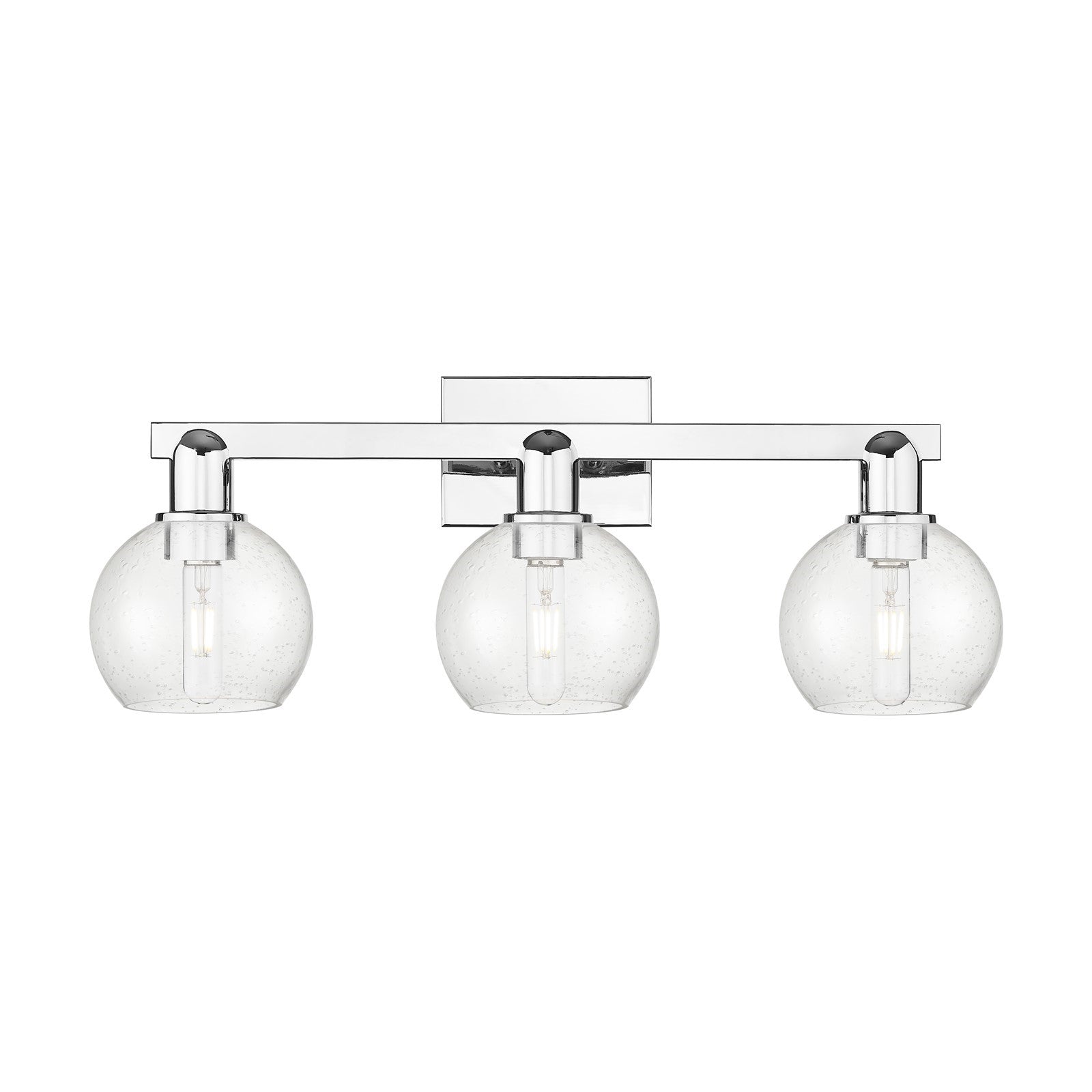 Innovations Athens 25in 3-Light Bath Vanity | Industrial Polished Chrome Steel and Seedy Glass | Bathroom Vanity & Powder Room | Model 716-3W-PC-G124-6