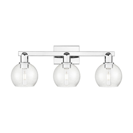 Innovations Athens 25in 3-Light Bath Vanity | Industrial Polished Chrome Steel and Seedy Glass | Bathroom Vanity & Powder Room | Model 716-3W-PC-G124-6