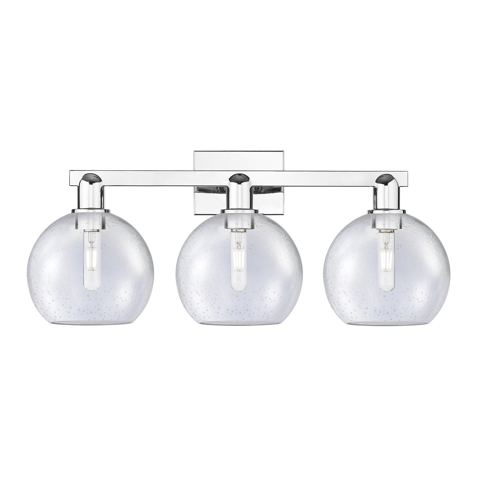 Innovations Athens 27in 3-Light Bath Vanity Light | Industrial Polished Chrome Steel and Seedy Glass | Bathroom Vanity | 27 x | Model 716-3W-PC-G124-8