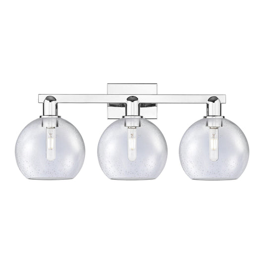 Innovations Athens 27in 3-Light Bath Vanity Light | Industrial Polished Chrome Steel and Seedy Glass | Bathroom Vanity | 27 x | Model 716-3W-PC-G124-8