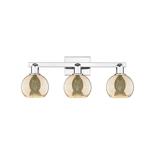 Innovations Athens 24in 3-Light Bath Vanity | Industrial Polished Chrome and Mercury Glass | Bathroom Vanity | 23.88 x 7.44 x | Model 716-3W-PC-G128-6