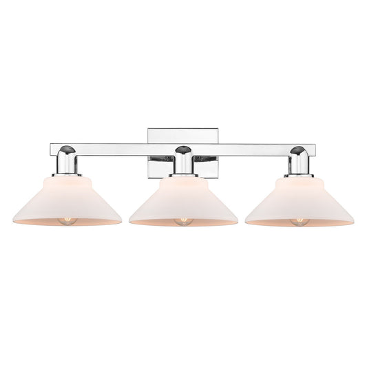 Innovations Orwell 27in 3-Light Bath Vanity Light | Industrial Polished Chrome and Matte White Glass | Bathroom Vanity | 27.38 x | Model 716-3W-PC-G131