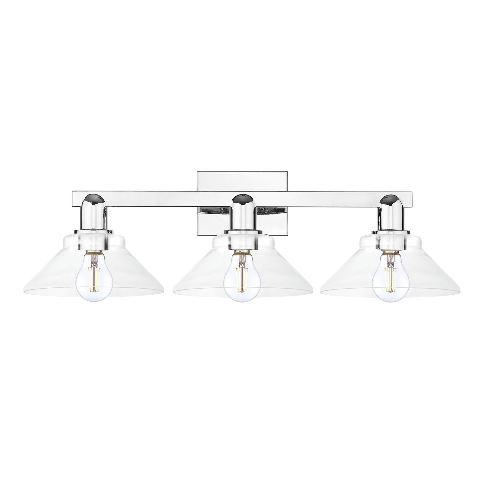 Innovations Orwell 27in 3-Light Bath Vanity Light | Industrial Polished Chrome Steel and Clear Glass | Bathroom Vanity | 27.38 x | Model 716-3W-PC-G132