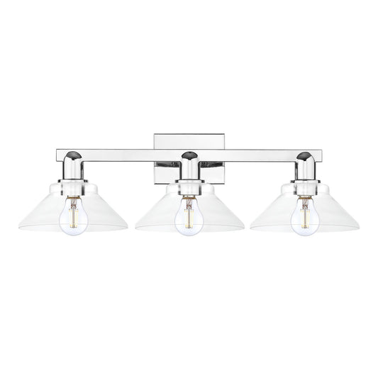 Innovations Orwell 27in 3-Light Bath Vanity Light | Industrial Polished Chrome Steel and Clear Glass | Bathroom Vanity | 27.38 x | Model 716-3W-PC-G132