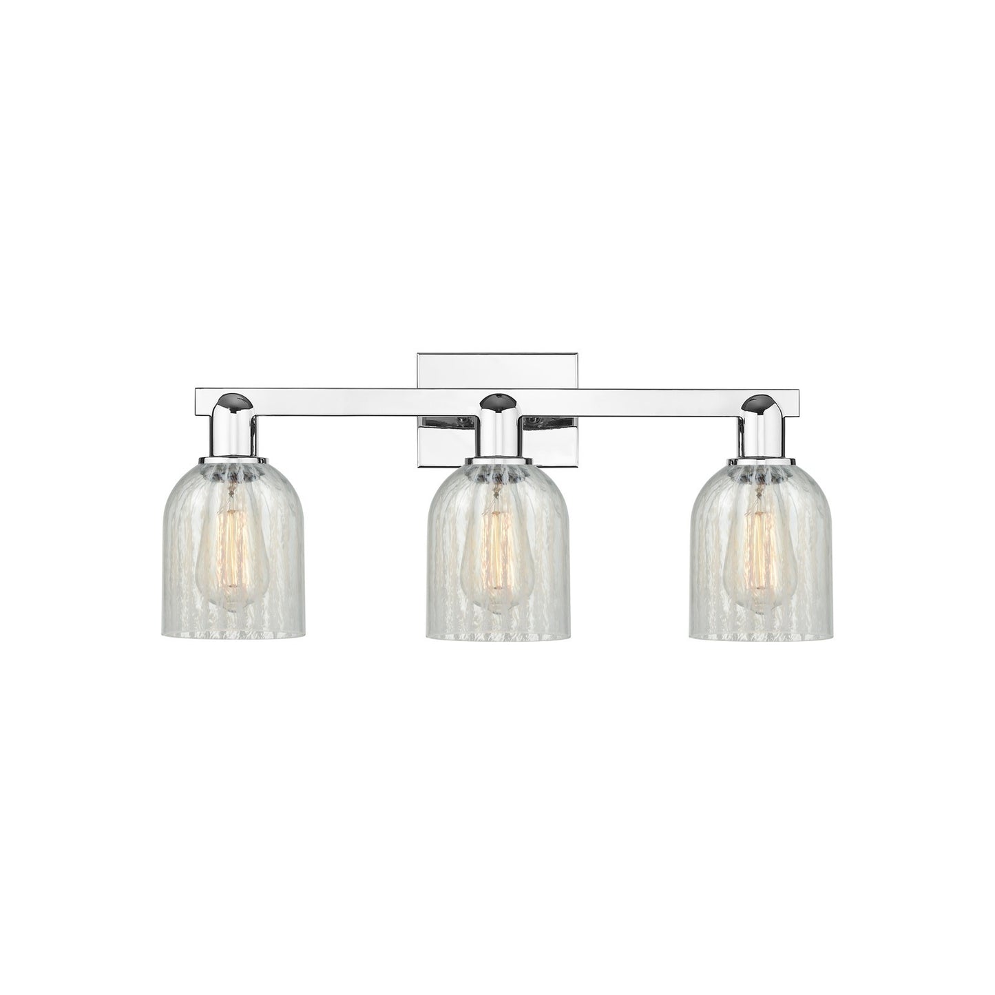 Innovations Caledonia 24in 3-Light Bath Vanity Light | Industrial Polished Chrome and Mouchette Glass | Damp Rated Bathroom Vanity | Model 716-3W-PC-G2511