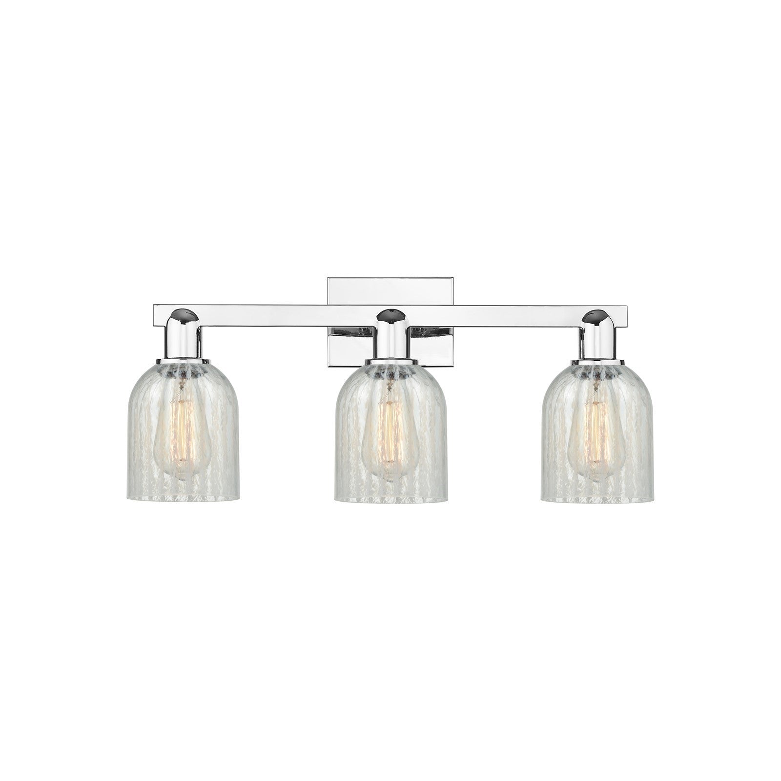Innovations Caledonia 24in 3-Light Bath Vanity Light | Industrial Polished Chrome and Mouchette Glass | Damp Rated Bathroom Vanity | Model 716-3W-PC-G2511