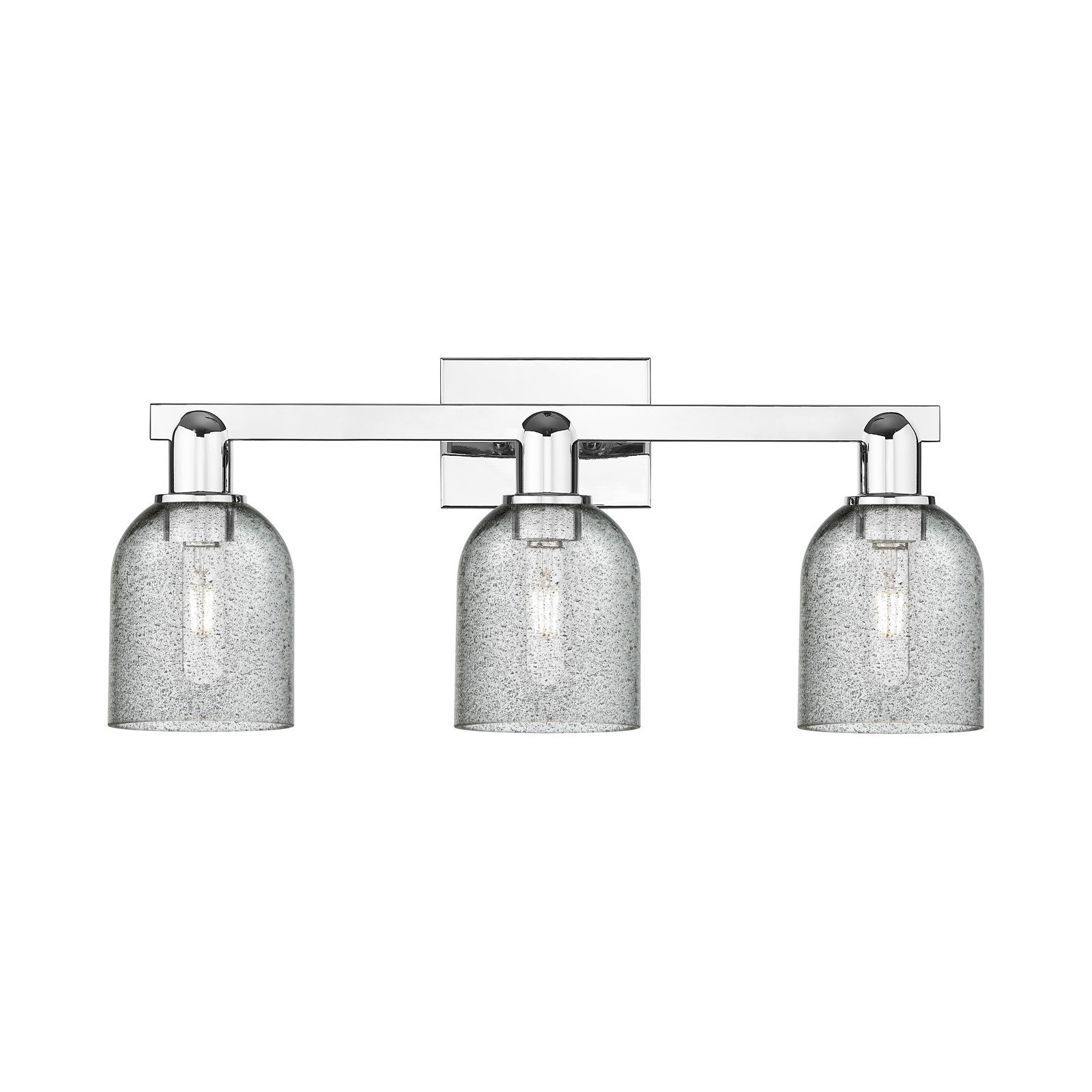 Innovations Lighting Caledonia 24in 3-Light Bath Vanity Light | Industrial Polished Chrome Steel and Charcoal Glass | Bathroom | Model 716-3W-PC-G257