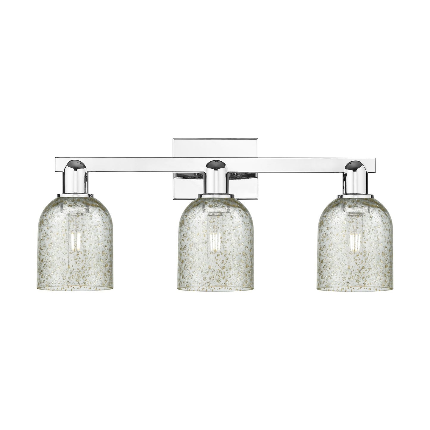 Innovations Caledonia 24in 3-Light Bath Vanity Light | Industrial Polished Chrome and Mica Glass | Bathroom Vanity | 24 x 10.75 x 7 | Model 716-3W-PC-G259