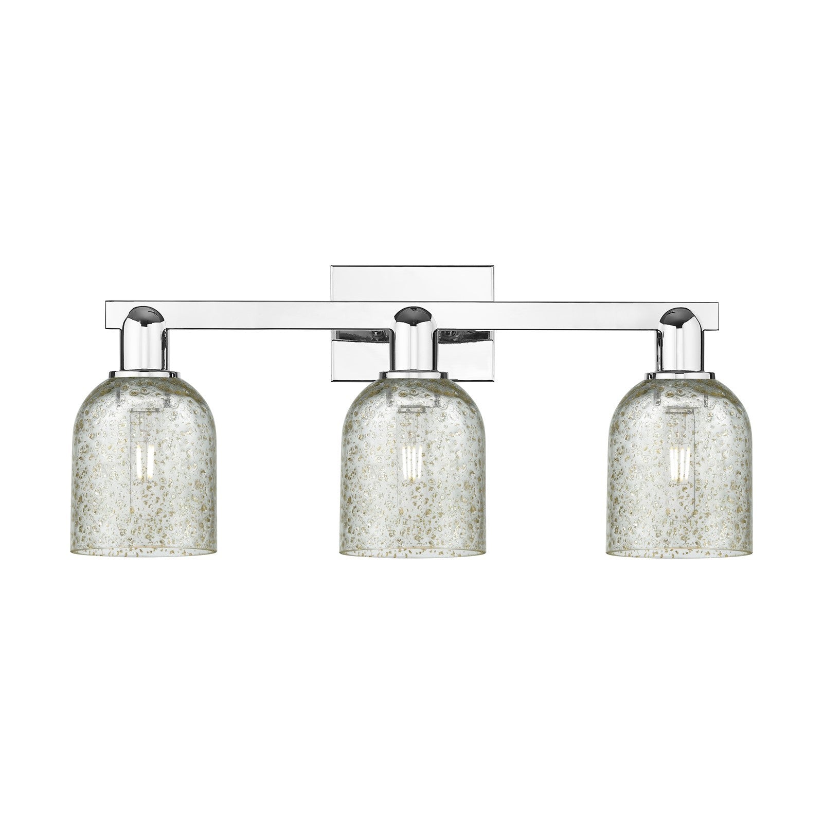 Innovations Caledonia 24in 3-Light Bath Vanity Light | Industrial Polished Chrome and Mica Glass | Bathroom Vanity | 24 x 10.75 x 7 | Model 716-3W-PC-G259