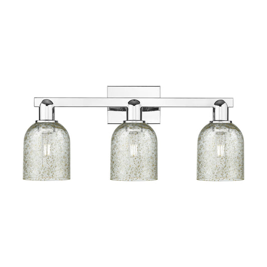 Innovations Caledonia 24in 3-Light Bath Vanity Light | Industrial Polished Chrome and Mica Glass | Bathroom Vanity | 24 x 10.75 x 7 | Model 716-3W-PC-G259