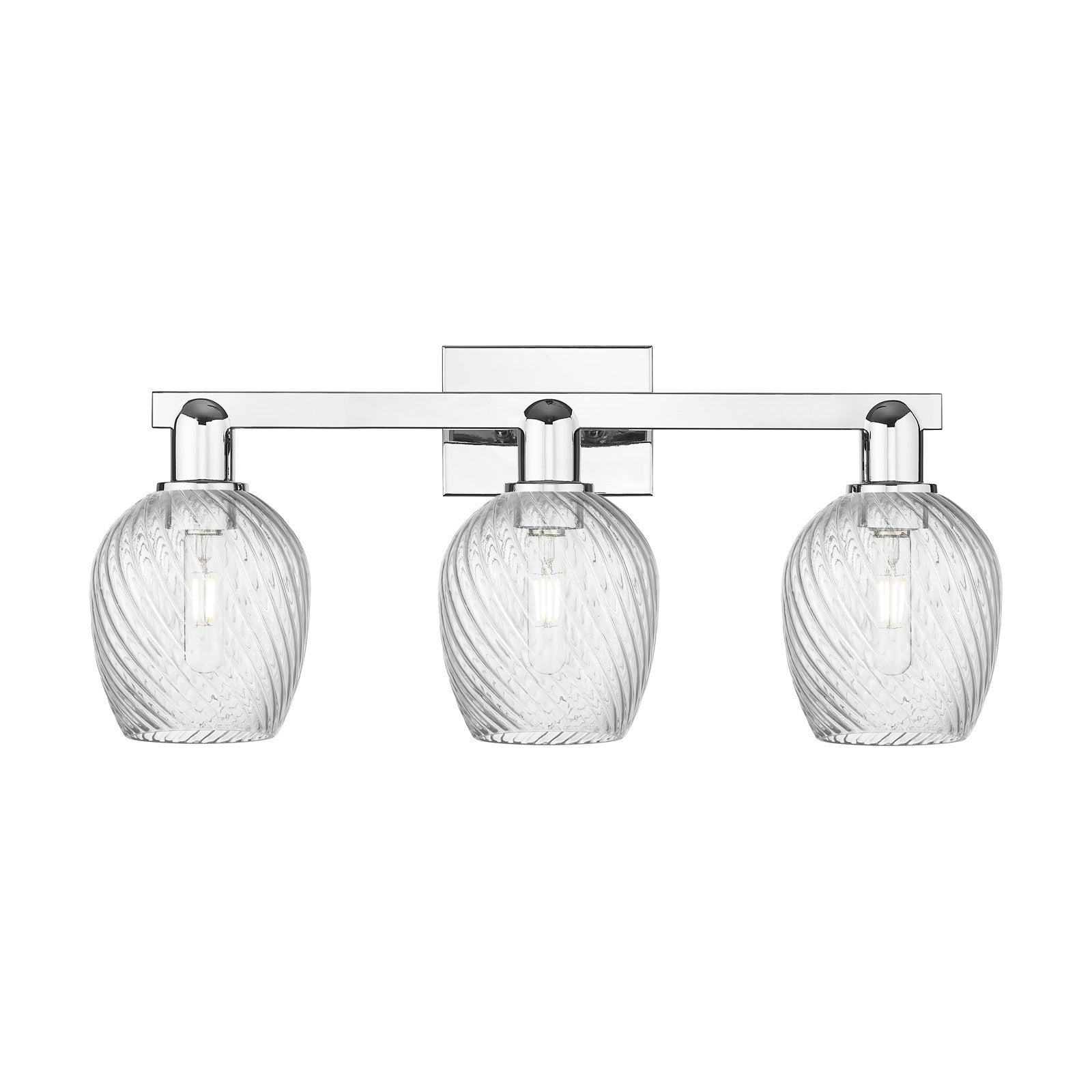 Innovations Salina 25in 3-Light Bath Vanity Light | Industrial Polished Chrome and Clear Spiral Fluted Glass | Bathroom Vanity | Model 716-3W-PC-G292