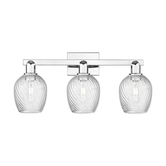 Innovations Salina 25in 3-Light Bath Vanity Light | Industrial Polished Chrome and Clear Spiral Fluted Glass | Bathroom Vanity | Model 716-3W-PC-G292
