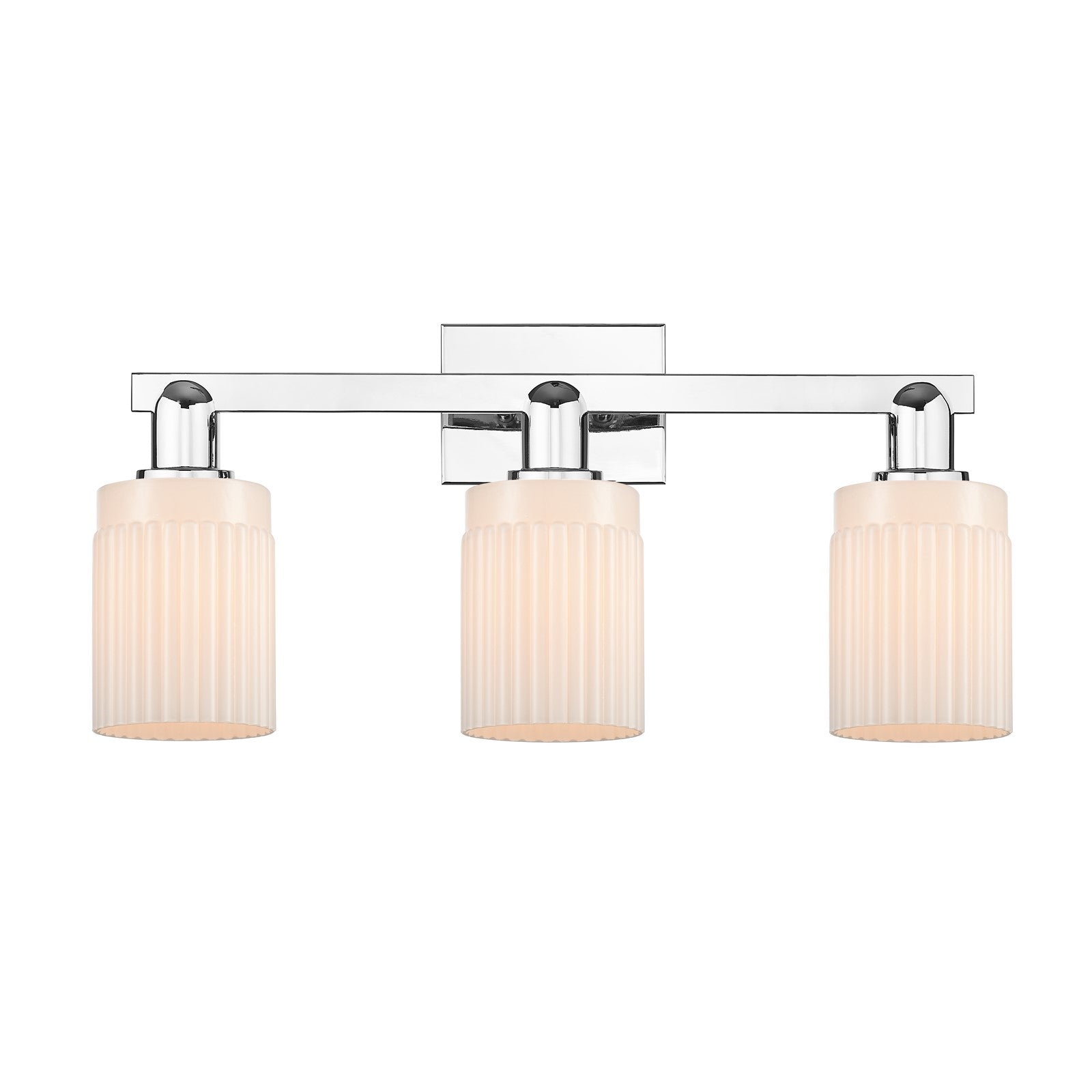 Innovations Hadley 24in 3-Light Bath Vanity Light | Industrial Modern Polished Chrome and Matte White Ribbed Glass | Bathroom | Model 716-3W-PC-G341