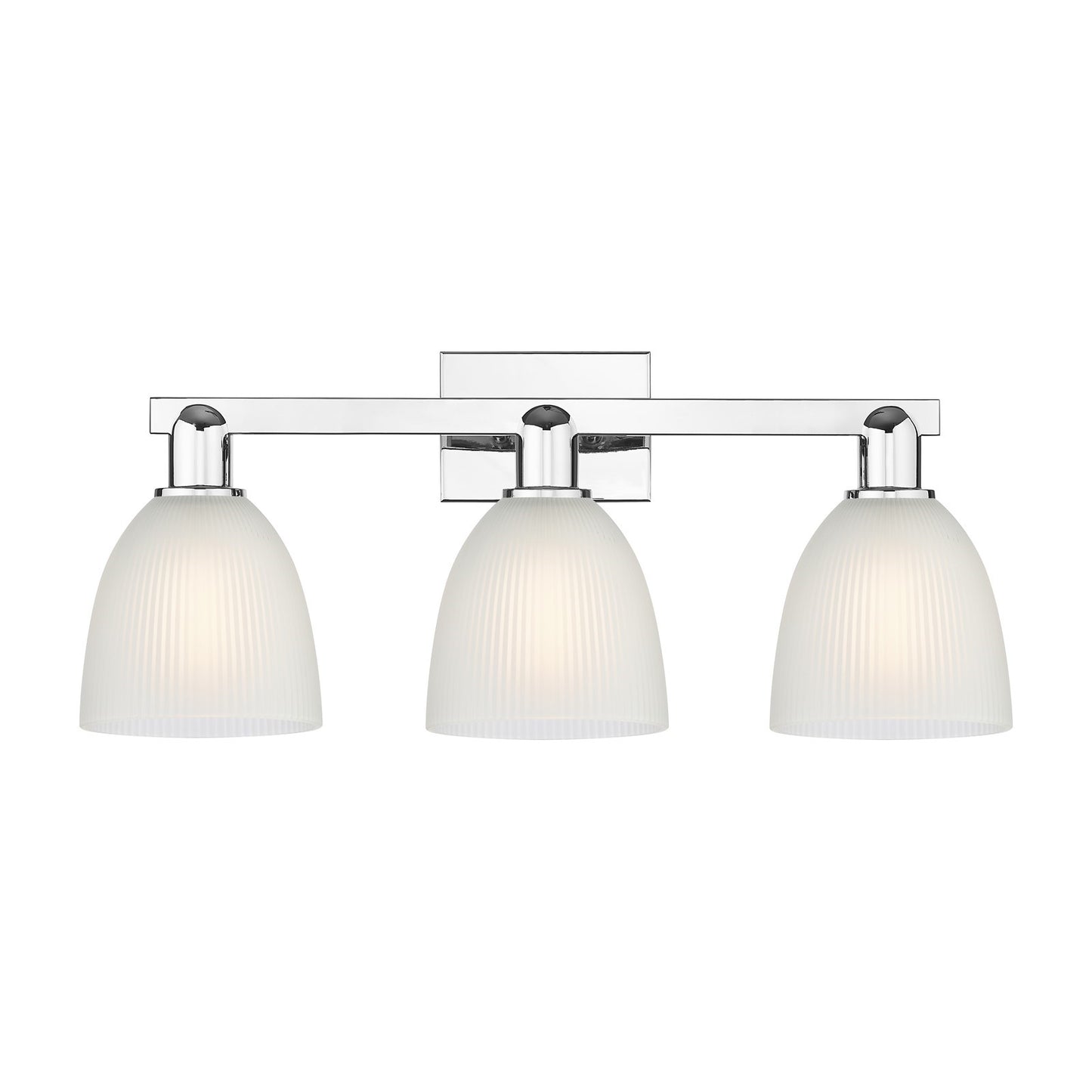 Innovations Castile 25in 3-Light Bath Vanity Light | Industrial Modern Polished Chrome and White Glass | Bathroom Vanity | 25 x | Model 716-3W-PC-G381