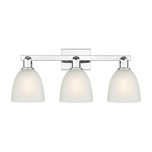 Innovations Castile 25in 3-Light Bath Vanity Light | Industrial Modern Polished Chrome and White Glass | Bathroom Vanity | 25 x | Model 716-3W-PC-G381