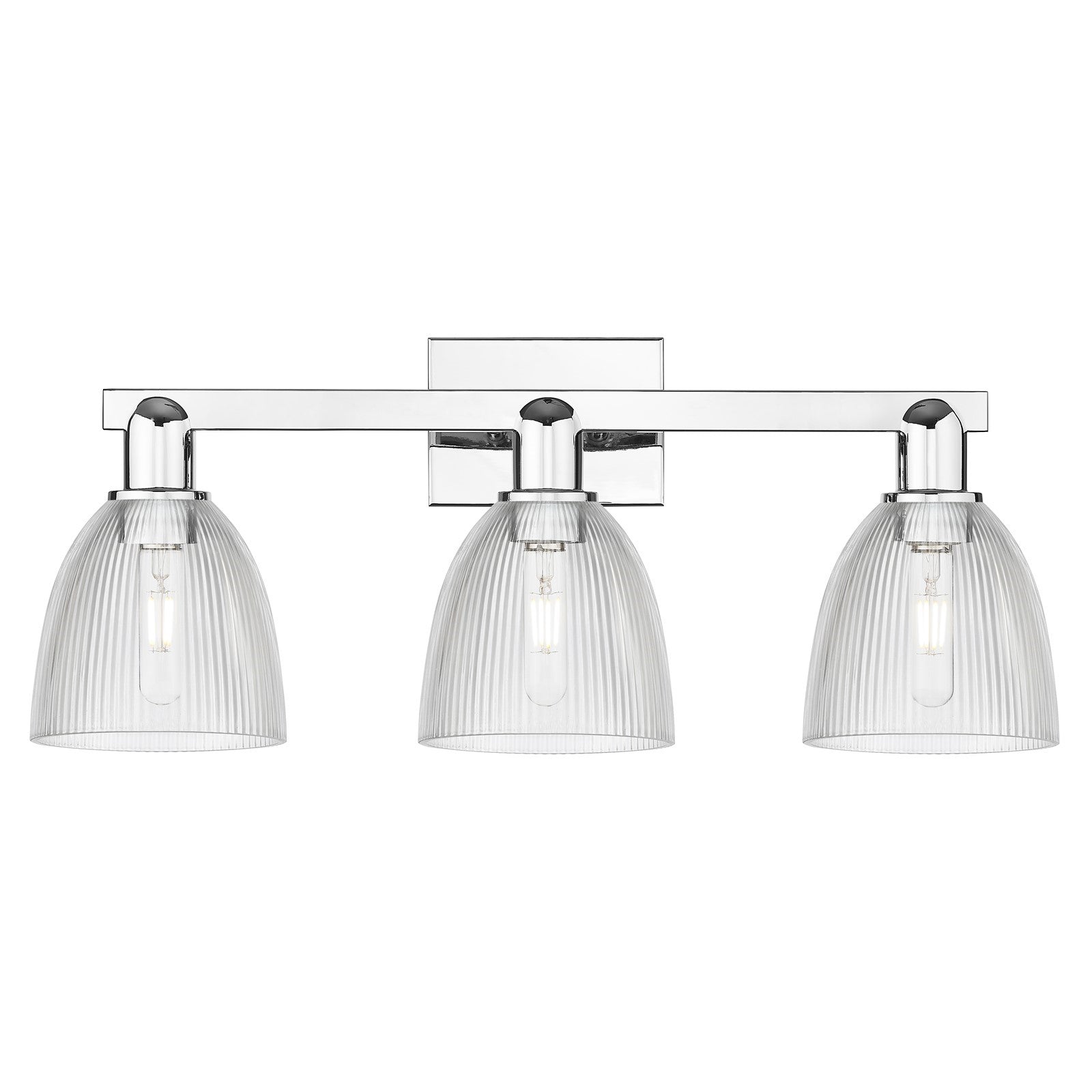 Innovations Castile 25in 3-Light Bath Vanity Light | Industrial Polished Chrome Steel and Clear Glass | Bathroom Vanity | 25 x | Model 716-3W-PC-G382