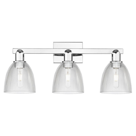 Innovations Castile 25in 3-Light Bath Vanity Light | Industrial Polished Chrome Steel and Clear Glass | Bathroom Vanity | 25 x | Model 716-3W-PC-G382