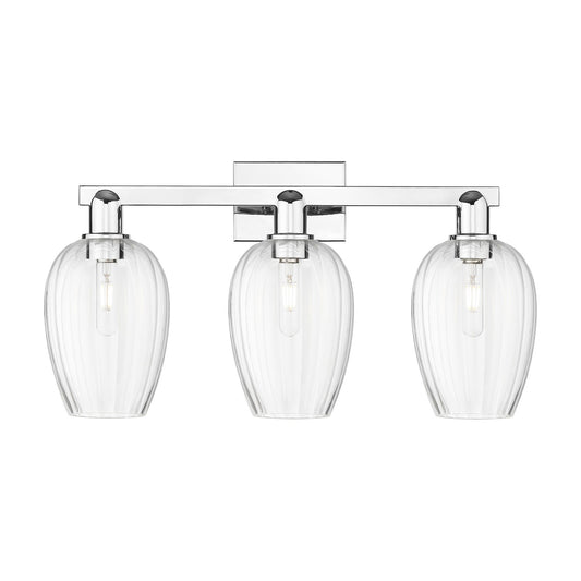 Innovations Preston Flute 26in 3-Light Bath Vanity | Industrial Polished Chrome and Clear Glass | Bathroom & Powder Room | Model 716-3W-PC-G457-6CL