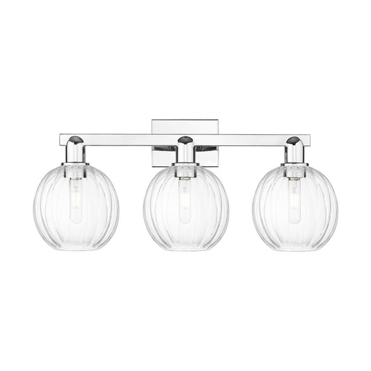 Innovations Preston 3Lt 26" Globe Bath Light, Chrome/Clear - 716-3W-PC-G458-7CL