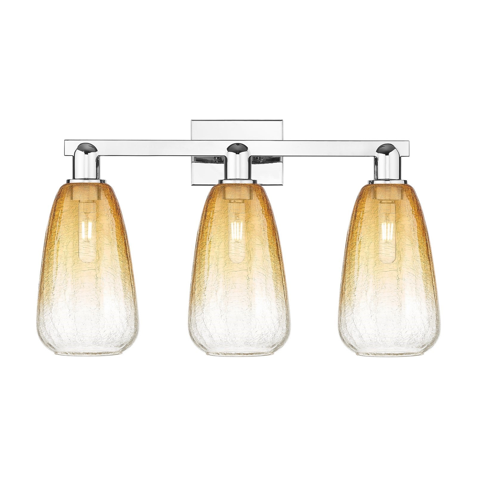 Innovations Brookhaven Almond 26in 3-Light Bath Vanity Light | Industrial Polished Chrome and Amber Glass | Bathroom Vanity | Model 716-3W-PC-G480-6AM