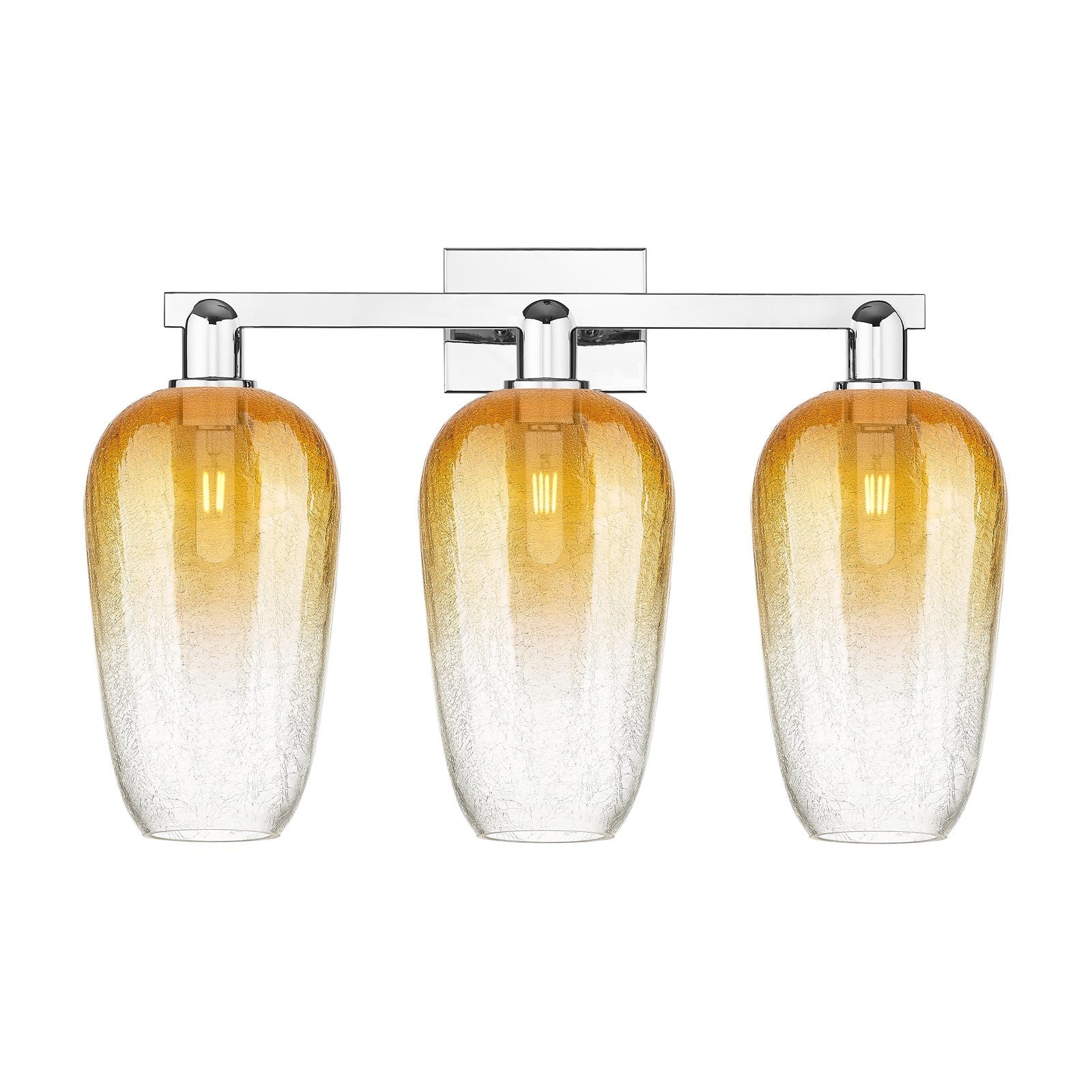Innovations Brookhaven Flute 26in 3-Light Bath Vanity | Industrial Polished Chrome Steel and Amber Glass | Bathroom & Powder | Model 716-3W-PC-G484-7AM