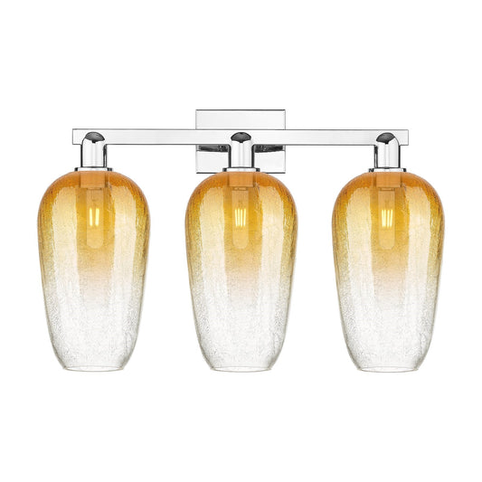Innovations Brookhaven Flute 26in 3-Light Bath Vanity | Industrial Polished Chrome Steel and Amber Glass | Bathroom & Powder | Model 716-3W-PC-G484-7AM
