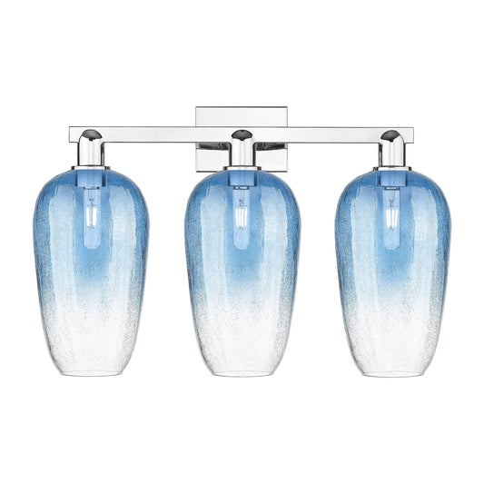 Innovations Brookhaven Flute 26in 3-Light Bath Vanity | Industrial Polished Chrome and Sapphire Blue Glass | Entryway & Hallway | Model 716-3W-PC-G484-7SB
