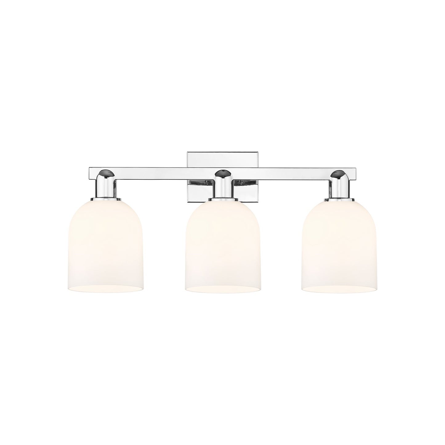Innovations Bella 25in 3-Light Bath Vanity | Industrial Polished Chrome and White Glass | Bathroom Vanity Light | 24.5 x 11.25 | Model 716-3W-PC-G558-6GWH