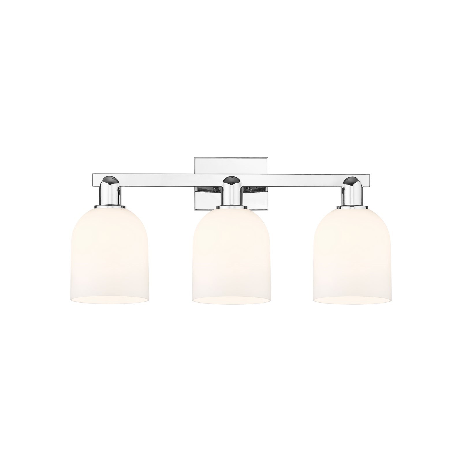 Innovations Bella 25in 3-Light Bath Vanity | Industrial Polished Chrome and White Glass | Bathroom Vanity Light | 24.5 x 11.25 | Model 716-3W-PC-G558-6GWH