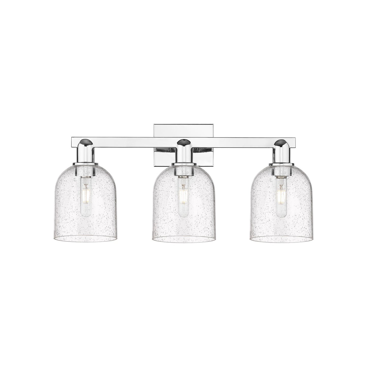 Innovations Bella 25in 3-Light Bath Vanity | Industrial Polished Chrome Steel and Seedy Glass | Bathroom Vanity Light | 24.5 x | Model 716-3W-PC-G558-6SDY