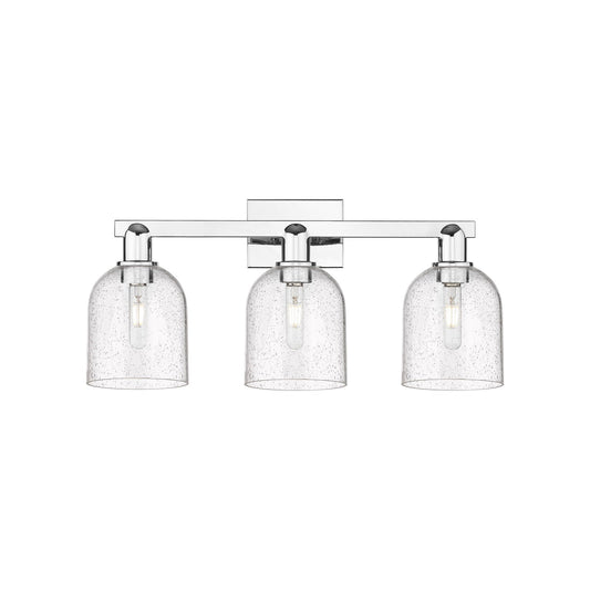 Innovations Bella 25in 3-Light Bath Vanity | Industrial Polished Chrome Steel and Seedy Glass | Bathroom Vanity Light | 24.5 x | Model 716-3W-PC-G558-6SDY