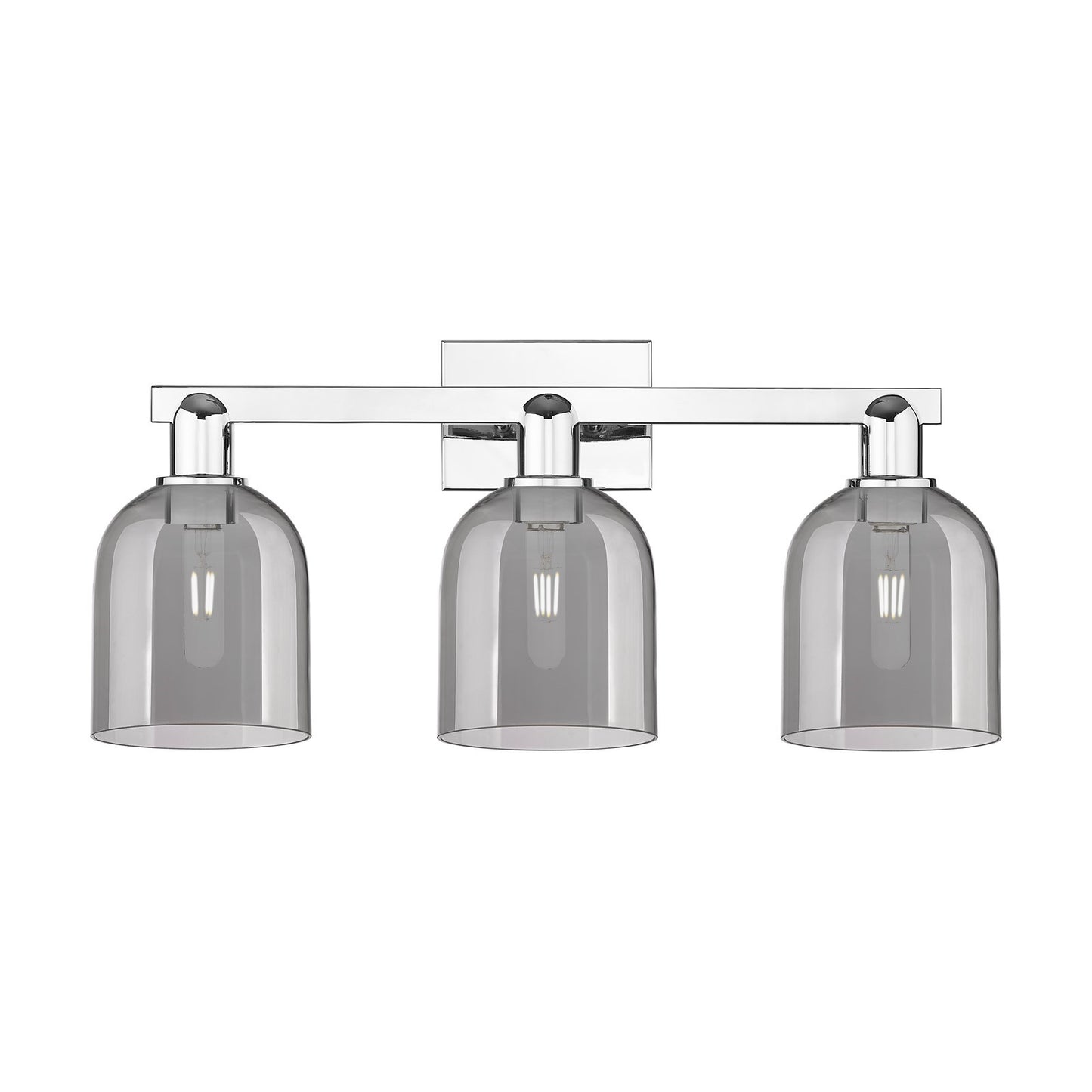 Innovations Bella 25in 3-Light Bath Vanity | Industrial Polished Chrome and Light Smoke Glass | Bathroom Vanity Light | 24.5 x | Model 716-3W-PC-G558-6SM