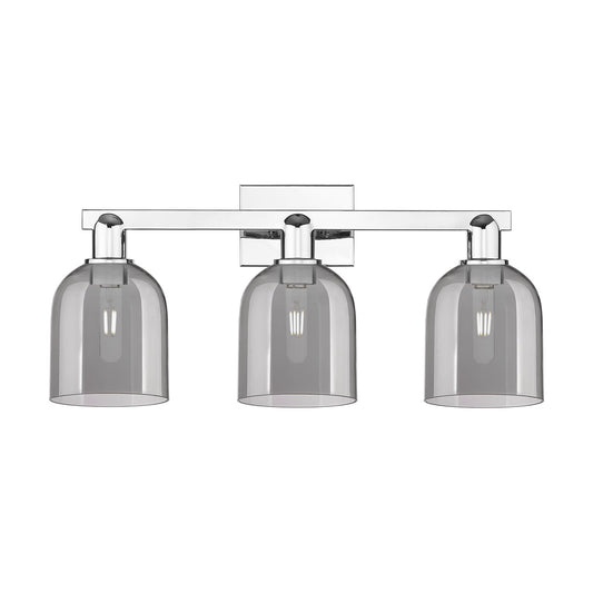Innovations Bella 25in 3-Light Bath Vanity | Industrial Polished Chrome and Light Smoke Glass | Bathroom Vanity Light | 24.5 x | Model 716-3W-PC-G558-6SM