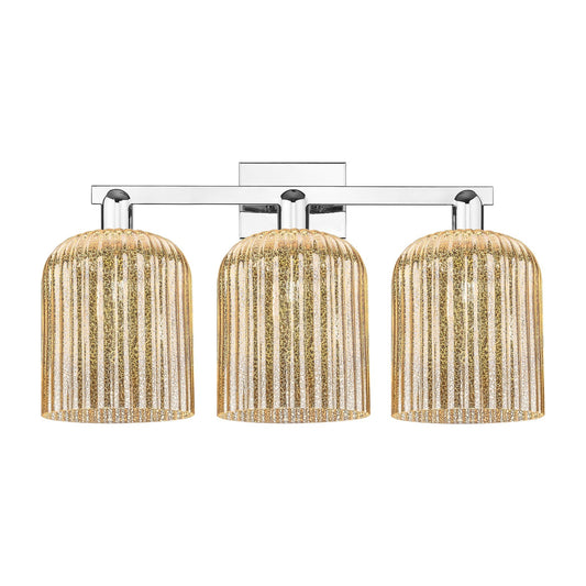 Innovations Bridal Veil 27in 3-Light Bath Vanity | Industrial Polished Chrome and Mercury Ribbed Glass | Bathroom Vanity | 27 x | Model 716-3W-PC-G559-8ME