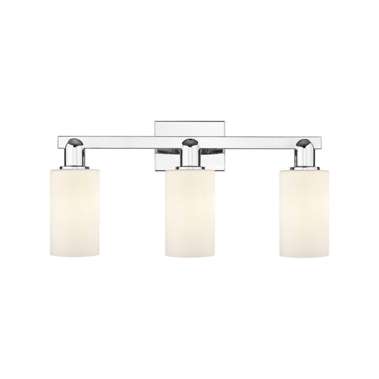 Innovations Clymer 23in 3-Light Bath Vanity Light | Industrial Polished Chrome and Matte White Glass | Bathroom Vanity | 22.88 x | Model 716-3W-PC-G801