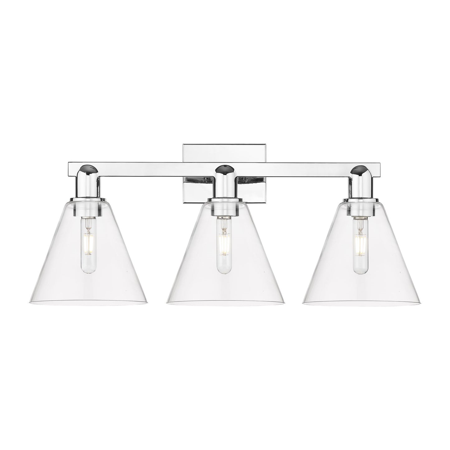 Innovations Berkshire 26in 3-Light Bath Vanity Light | Industrial Polished Chrome and Clear Glass | Bathroom Vanity | 26 x 12.25 | Model 716-3W-PC-GBC-82