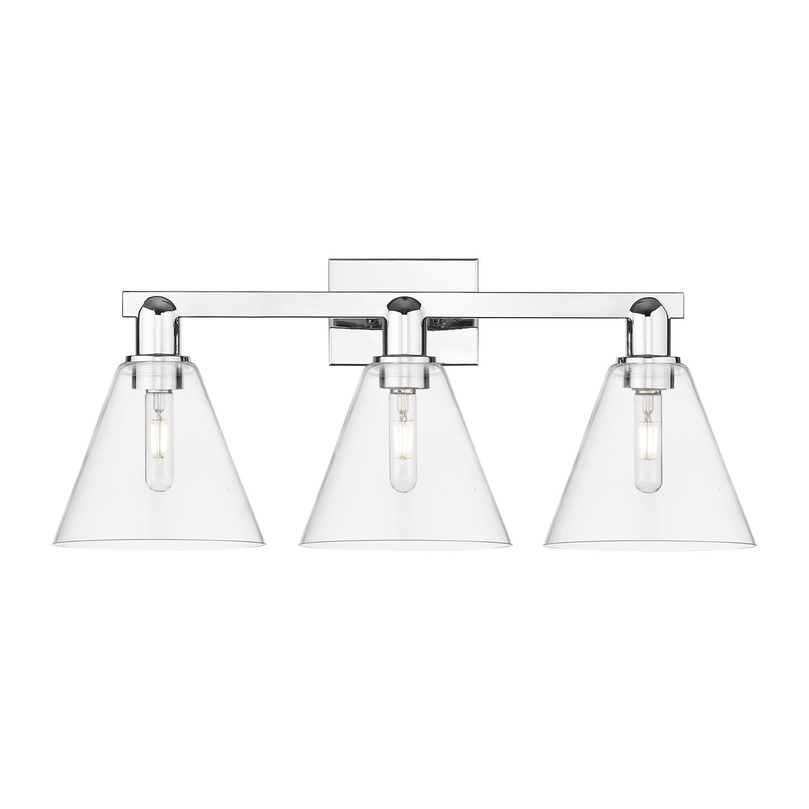 Innovations Berkshire 26in 3-Light Bath Vanity Light | Industrial Polished Chrome and Clear Glass | Bathroom Vanity | 26 x 12.25 | Model 716-3W-PC-GBC-82