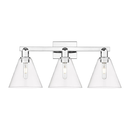 Innovations Berkshire 26in 3-Light Bath Vanity Light | Industrial Polished Chrome and Clear Glass | Bathroom Vanity | 26 x 12.25 | Model 716-3W-PC-GBC-82