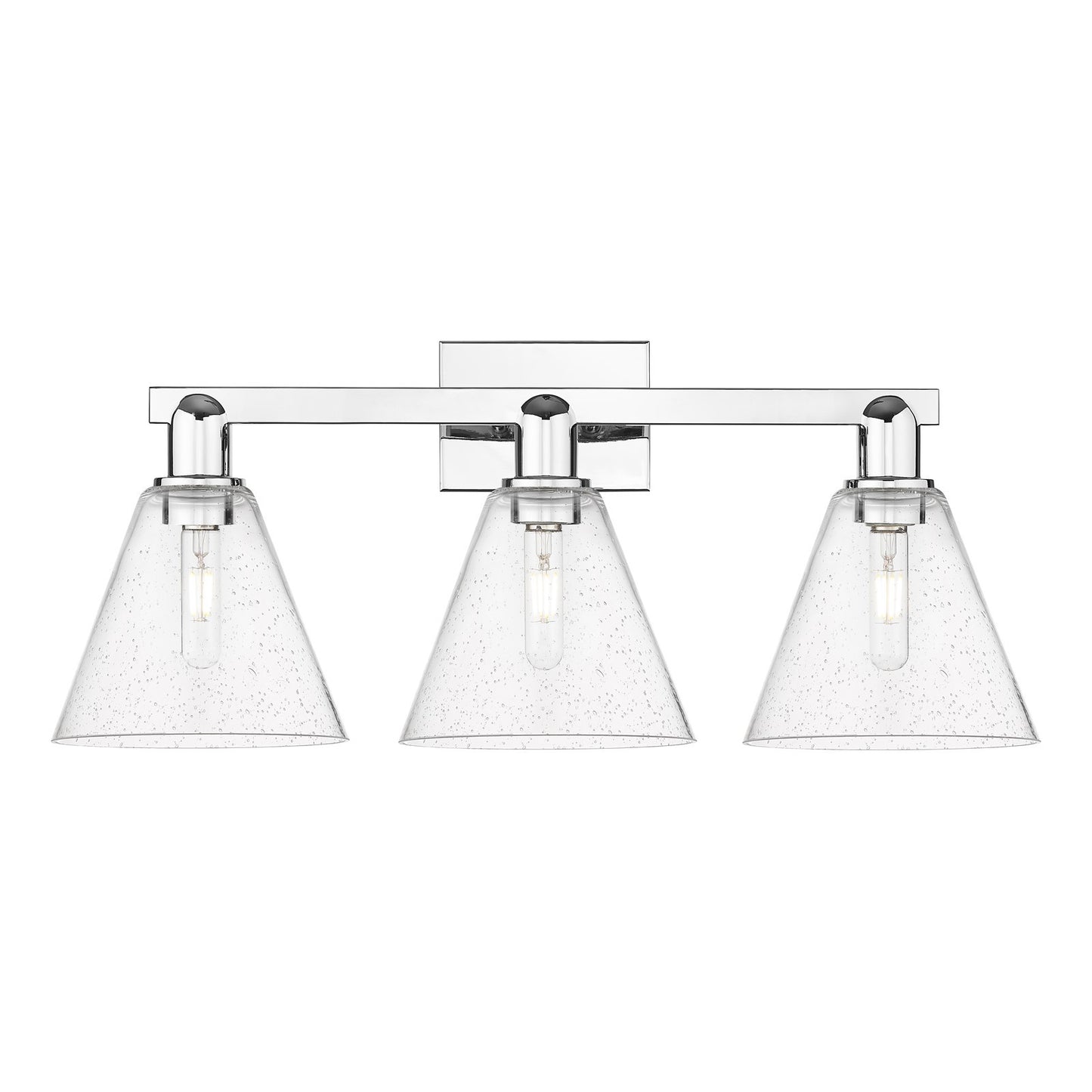 Innovations Berkshire 26in 3-Light Bath Vanity Light | Industrial Polished Chrome Steel and Seedy Glass | Bathroom Vanity | 26 x | Model 716-3W-PC-GBC-84