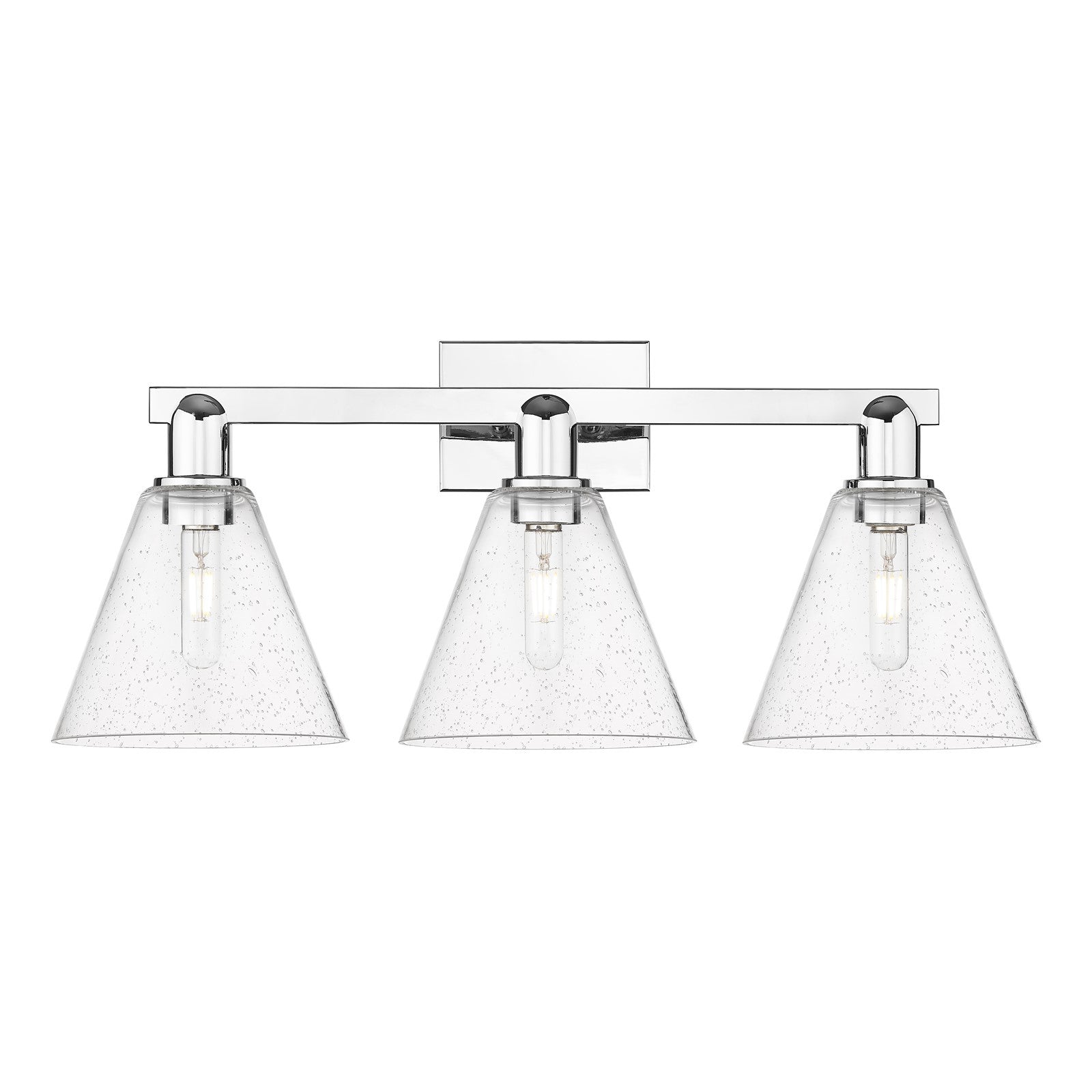 Innovations Berkshire 26in 3-Light Bath Vanity Light | Industrial Polished Chrome Steel and Seedy Glass | Bathroom Vanity | 26 x | Model 716-3W-PC-GBC-84