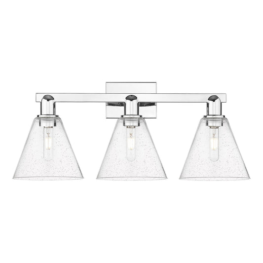 Innovations Berkshire 26in 3-Light Bath Vanity Light | Industrial Polished Chrome Steel and Seedy Glass | Bathroom Vanity | 26 x | Model 716-3W-PC-GBC-84