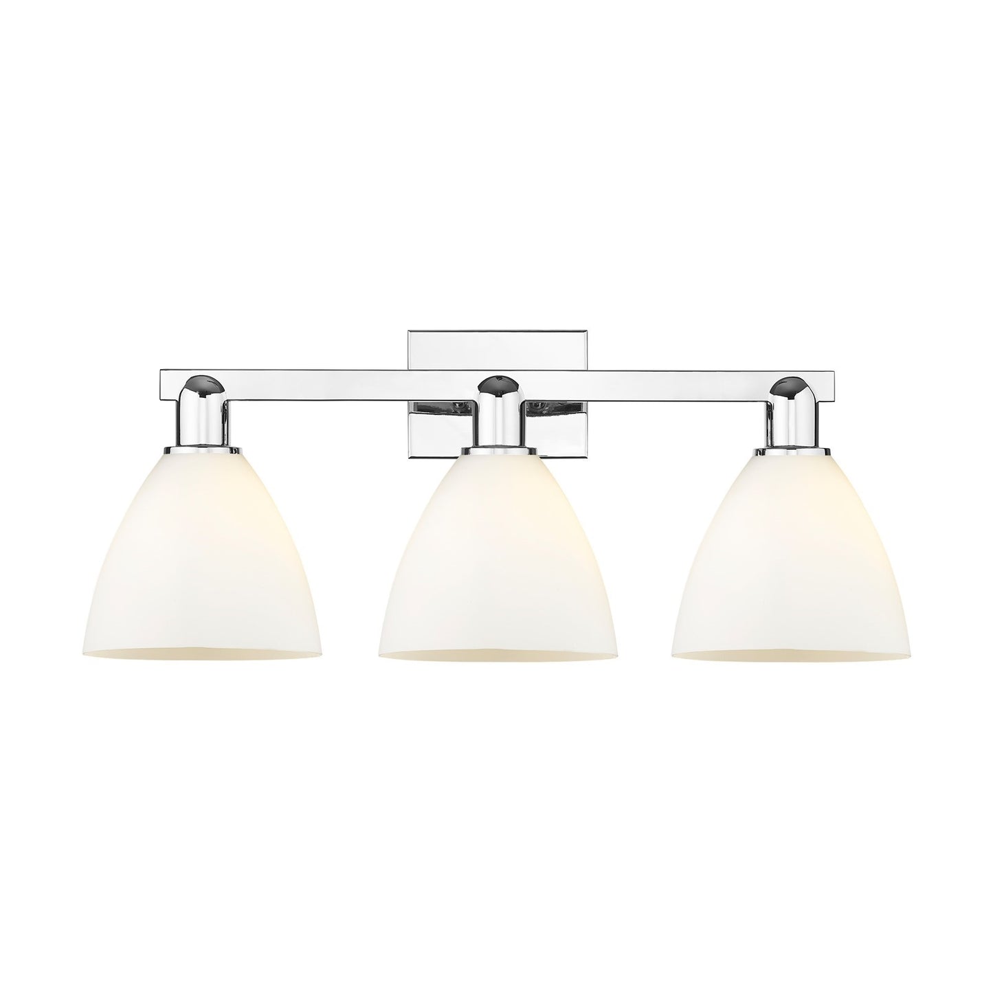 Innovations Bristol 27in 3-Light Bath Vanity | Industrial Polished Chrome and Matte White Glass | Bathroom Vanity Above Mirror | Model 716-3W-PC-GBD-751