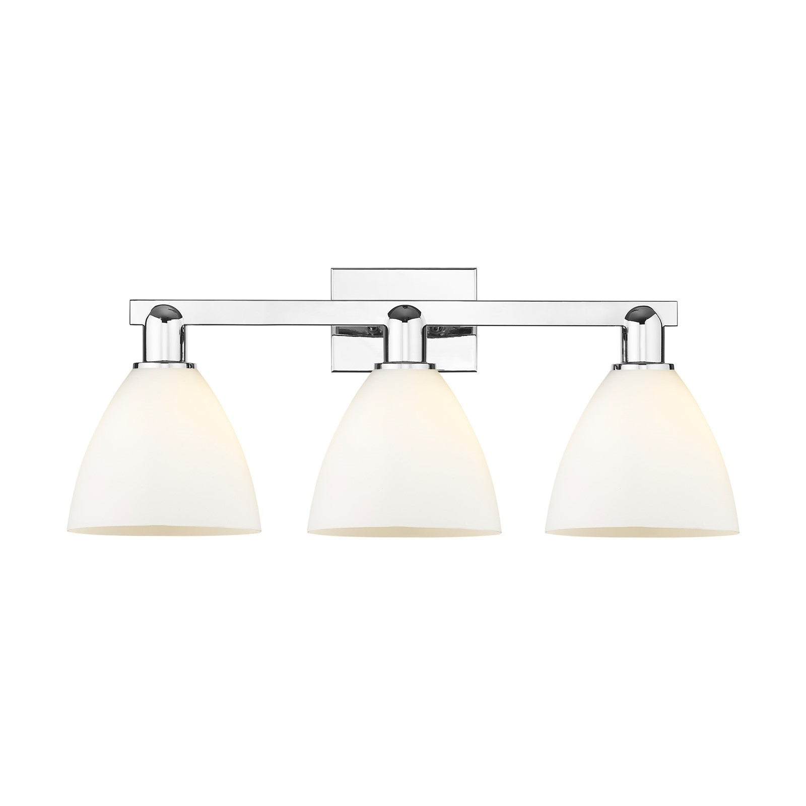 Innovations Bristol 27in 3-Light Bath Vanity | Industrial Polished Chrome and Matte White Glass | Bathroom Vanity Above Mirror | Model 716-3W-PC-GBD-751