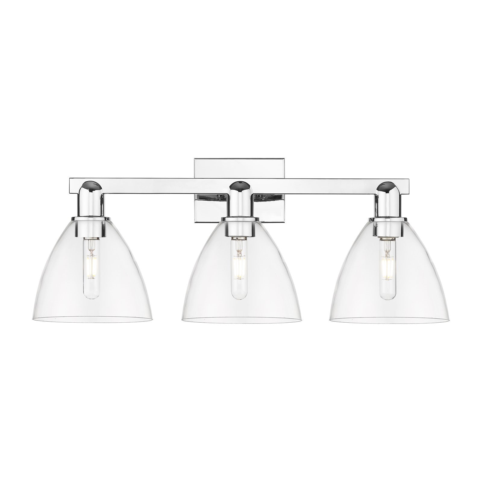 Innovations Bristol 27in 3-Light Bath Vanity | Polished Chrome Steel and Clear Glass | Damp-Rated Bathroom Vanity Light | 26.5 x | Model 716-3W-PC-GBD-752